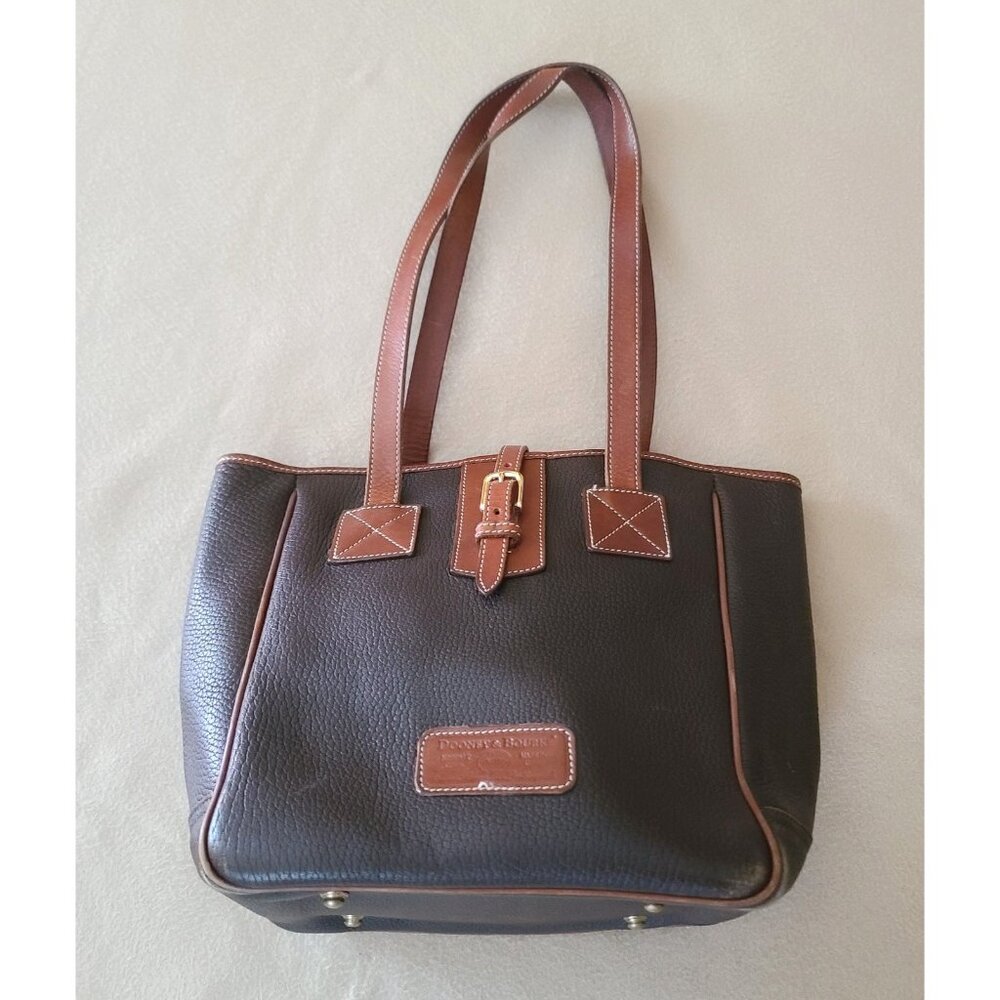 Vintage Dooney & Bourke AWL Leather Tote Brown w Buckle Closure Made In USA